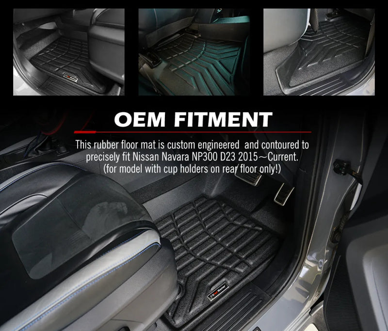 Custom-engineered rubber floor mats for Nissan Navara NP300 D23 Navara NP300 D23 vehicle