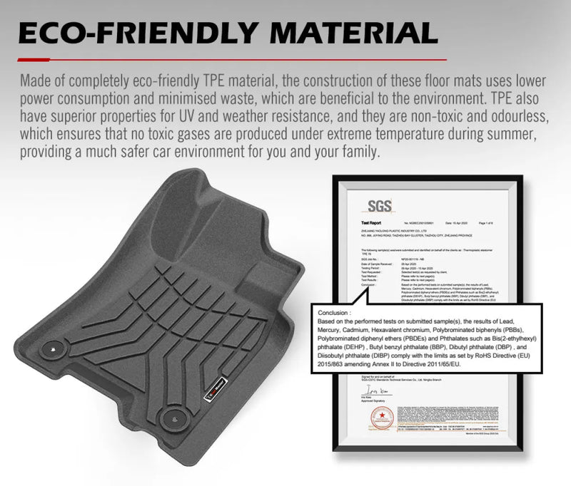 Gray molded floor mats with textured pattern and raised edges for Nissan Navara NP300 D23
