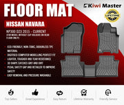 Textured custom-fit floor mats for Nissan Navara NP300 D23 vehicles, durable TPE design
