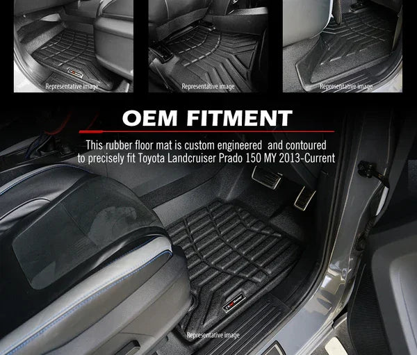 Kiwi Master 3D TPE Car Floor Mats for Toyota Landcruiser Prado 150 MY | 2013 - Current