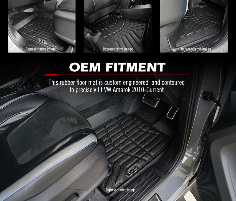 Custom-engineered rubber car floor mats for VW Amarok vehicle exterior and interior