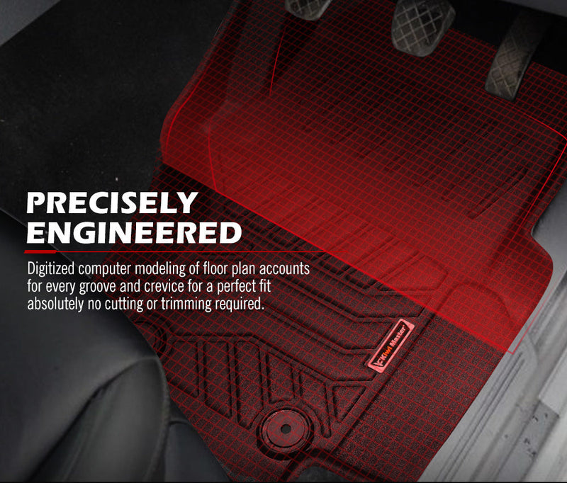 Red car floor mats with precision-engineered contours for VW Amarok 2010+ car floor