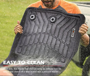 Black rubber car floor mats with textured pattern and drainage holes for Toyota Land Cruiser