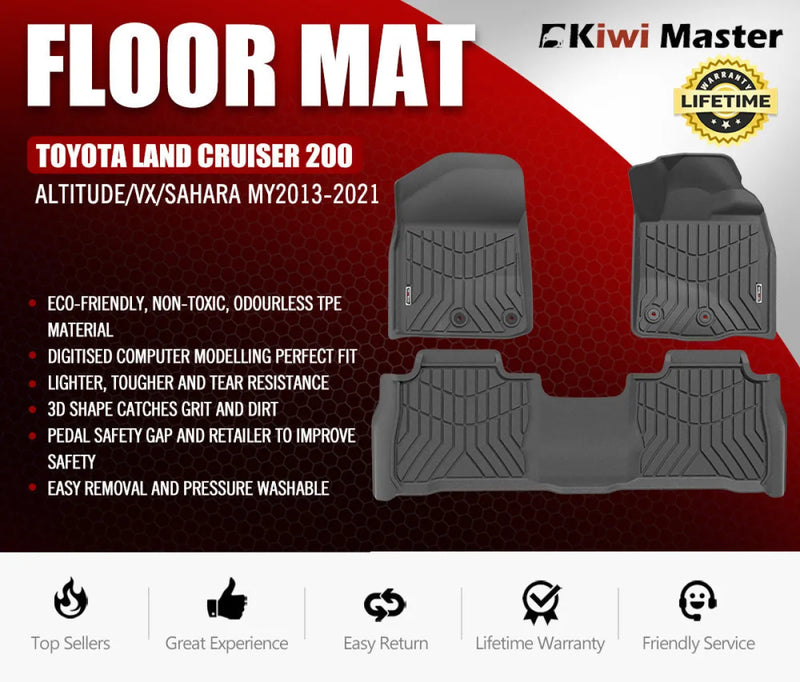 Custom-fit car floor mats for Toyota Land Cruiser 200 Series VX Sahara MY