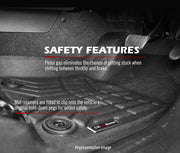 Car pedal assembly with safety features highlighted for Land Cruiser floor mats