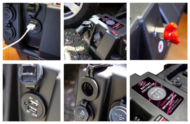 KT Cables Portable Battery Box with Voltmeter and Power Accessories - Battery Pack