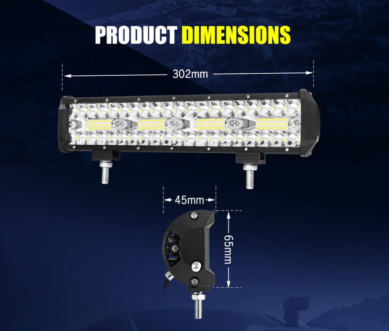 Lightfox 12 inch LED light bar with bright bulbs and mounting brackets for off-road use
