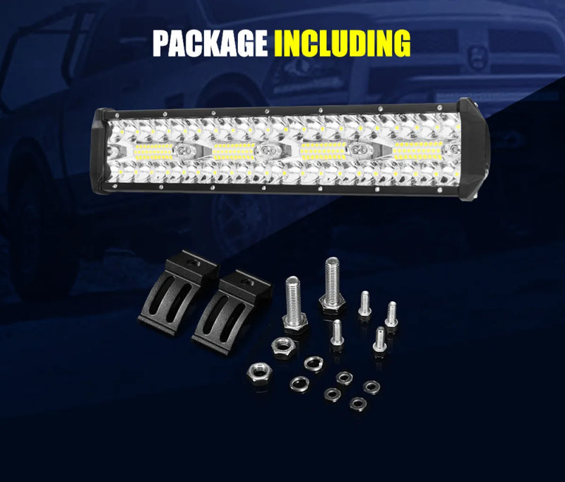 Lightfox 12-inch LED light bar with multiple rows of bright white LEDs for effective illumination