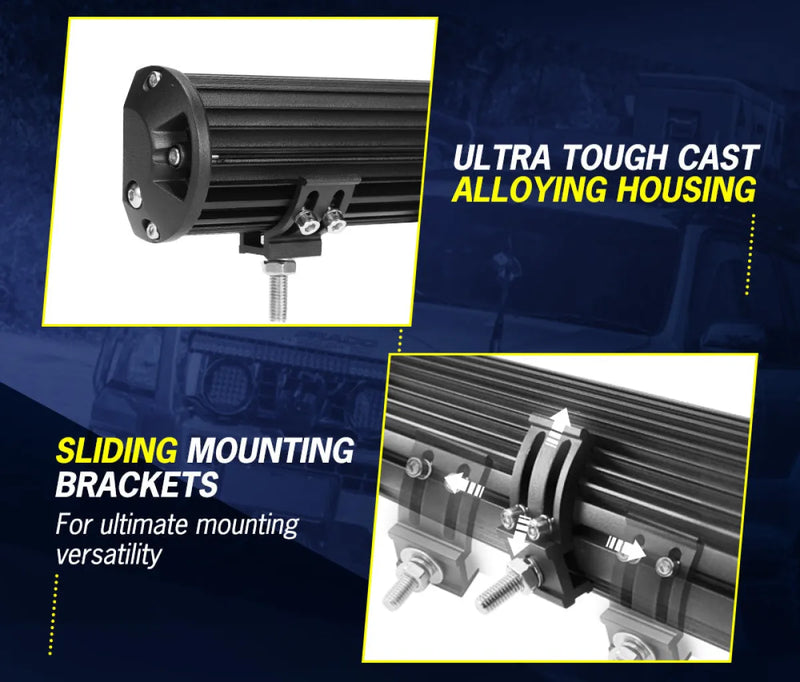 Lightfox 12 LED Light Bar with rugged housing and adjustable mounting brackets