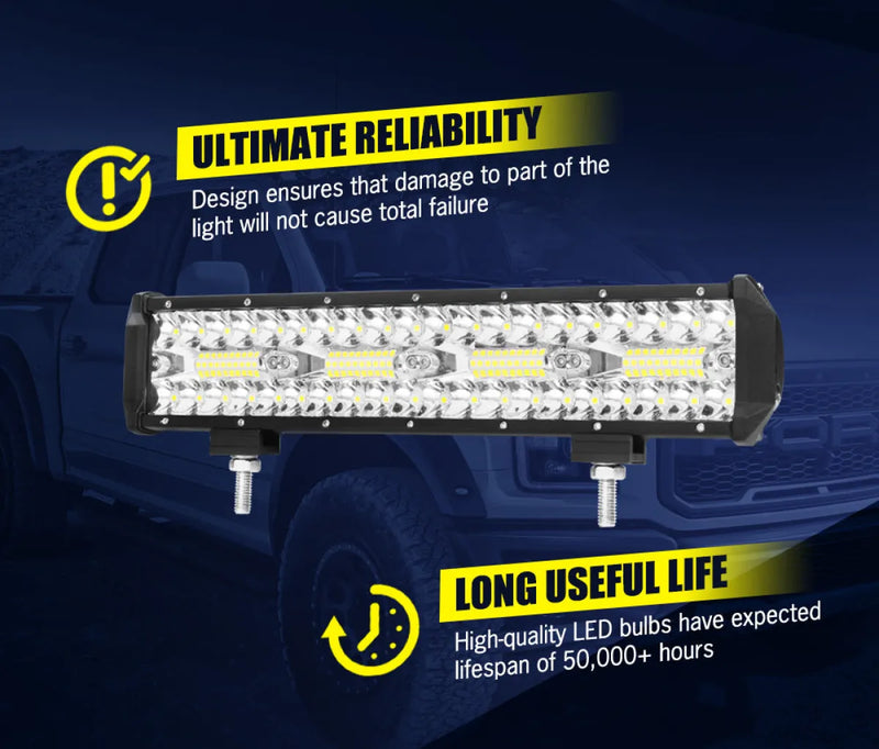 Lightfox 12 LED Light Bar with bright bulbs in a rectangular housing for automotive use