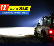 Off-road vehicle illuminated by Bright Headlights using Lightfox 12-inch LED light bar