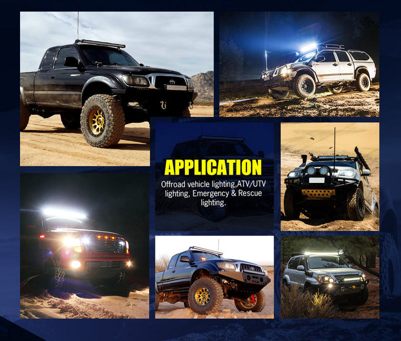 Off-road vehicles with Lightfox 20-inch LED light bar and number plate frame upgrade