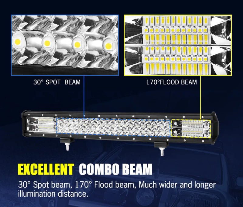 Lightfox 23-inch LED light bar with combo spot and flood beams for vehicle illumination
