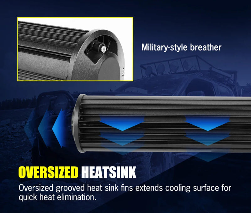 Cylindrical metal heatsink with grooved fins for Lightfox 23 Inch LED Light Bar
