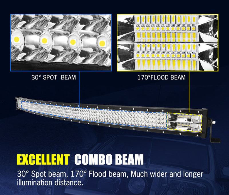 Lightfox 50 LED Curved Light Bar with spot and flood beam for vehicle illumination