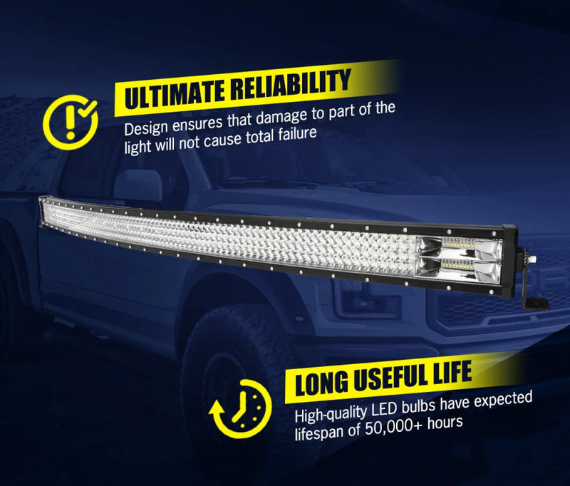 Lightfox 50-inch LED curved light bar with bright white LEDs for off-road lighting