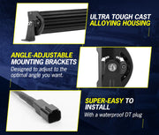 Lightfox 50 LED Curved Light Bar with adjustable mounting brackets and waterproof design