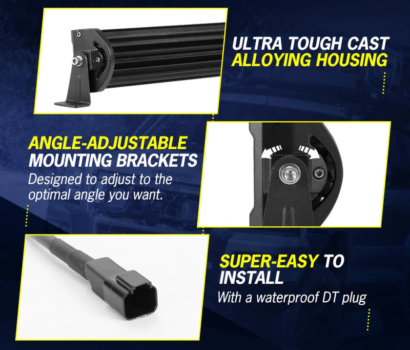 Lightfox 50 LED Curved Light Bar with adjustable mounting brackets and waterproof design