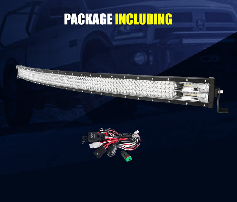 Lightfox 50 inch LED Light Bar with bright white LED lights in a curved housing