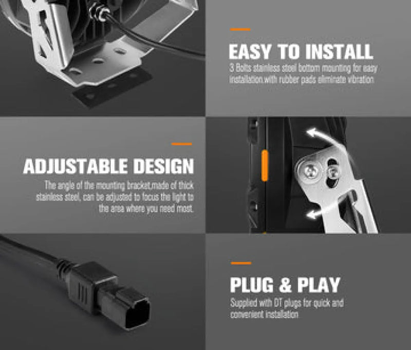 Lightfox 9 LED Driving Lights with Harness | Pair | Includes Covers - Driving Lights