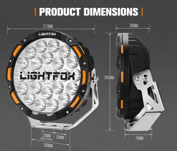 Lightfox 9 LED Driving Lights with Harness | Pair | Includes Covers - Driving Lights
