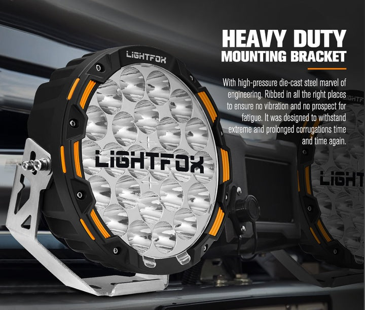 Lightfox 9 LED Driving Lights with Harness | Pair | Includes Covers - Driving Lights
