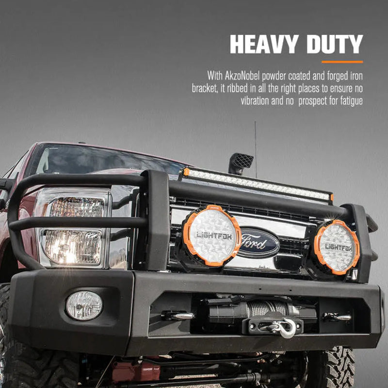 Lightfox LED Driving Lights plus Single Row LED Light Bar with Wiring Kit Bundle