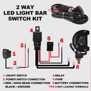 Lightfox LED Wiring Loom Harness Kit with Rocker Switch and 2-way LED Light Bar Switch