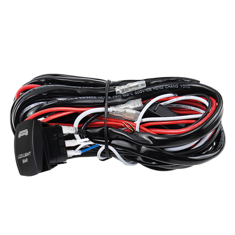 Lightfox LED Wiring Loom with Rocker Switch and bundled cables for easy installation