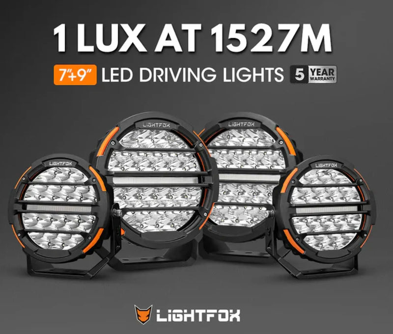 Lightfox Polaris 7" and 9" LED Round Driving Lights Bundle