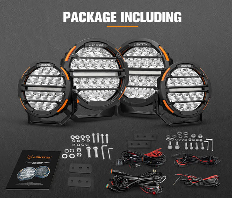 Lightfox Polaris 7" and 9" LED Round Driving Lights Bundle