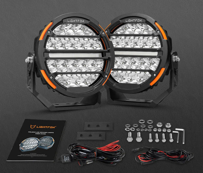 Lightfox Polaris 9" LED Round Driving Lights | Pair