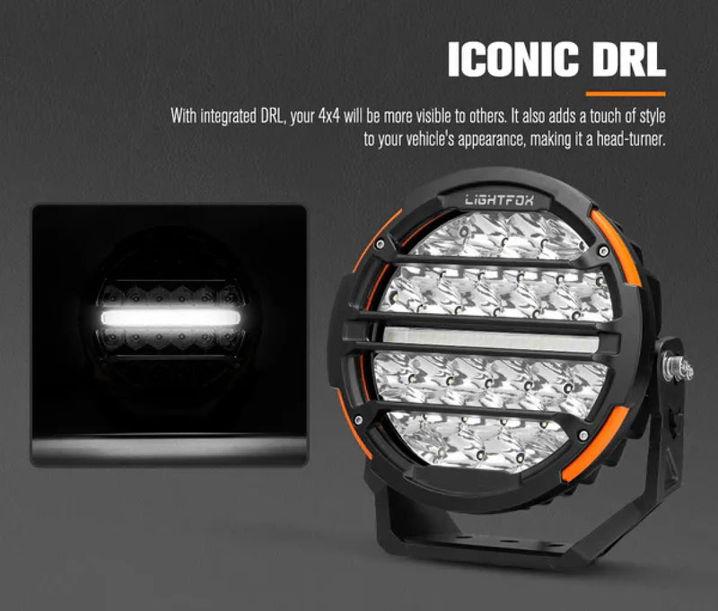 Lightfox Polaris 9" LED Round Driving Lights | Pair