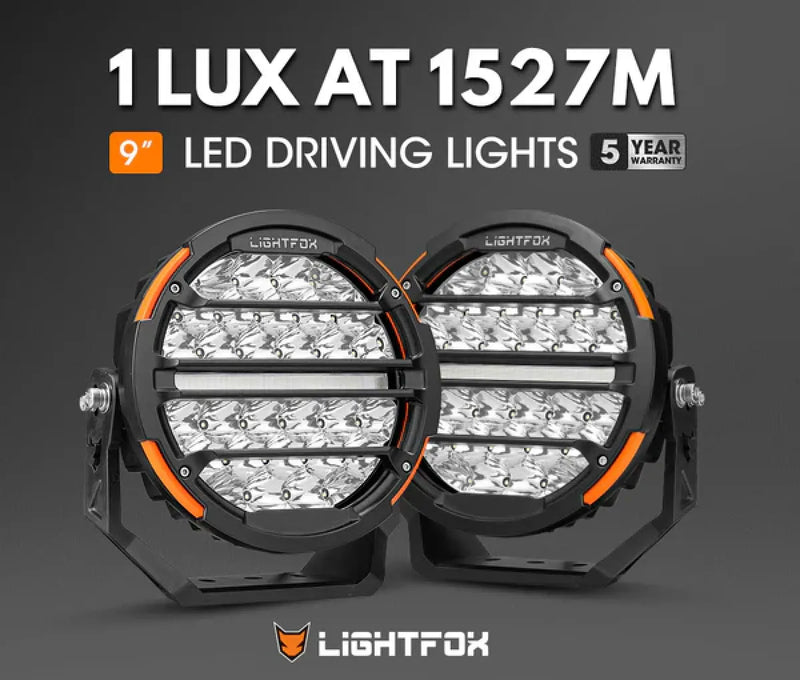 Lightfox Polaris 9" LED Round Driving Lights | Pair