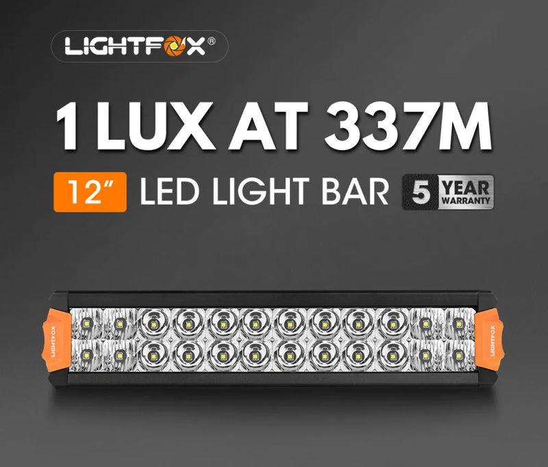 Lightfox Rigel Series 12 inch LED Light Bar with bright bulbs and orange end caps