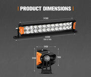 Lightfox Rigel Series 12-inch LED light bar with orange accents and dual-row LEDs