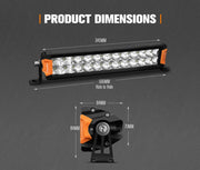 Lightfox Rigel Series 12-inch LED light bar with orange accents and dual-row LEDs