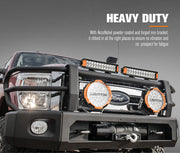 Heavy-duty truck front grille with Lightfox Rigel Series 12 inch LED light bar and accessories