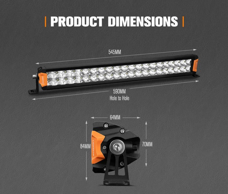 Lightfox Rigel Series 20-inch LED Light Bar with mounting bracket for off-road use