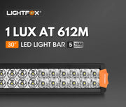 Lightfox Rigel Series 30-inch LED light bar with bright bulbs and orange accents