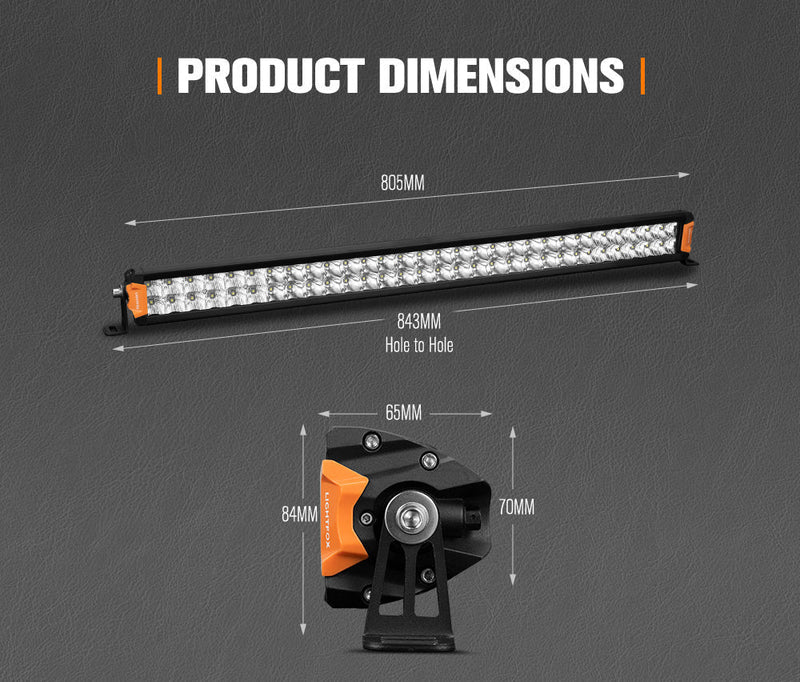 Lightfox Rigel Series 30-Inch LED Light Bar with Mounting Bracket for Off-Road Use