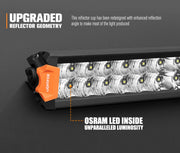 Lightfox Rigel Series 30 inch LED light bar with orange end caps and bright diodes