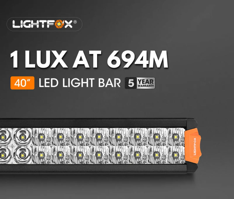Lightfox Rigel Series 40-inch LED light bar with bright LEDs and orange accents