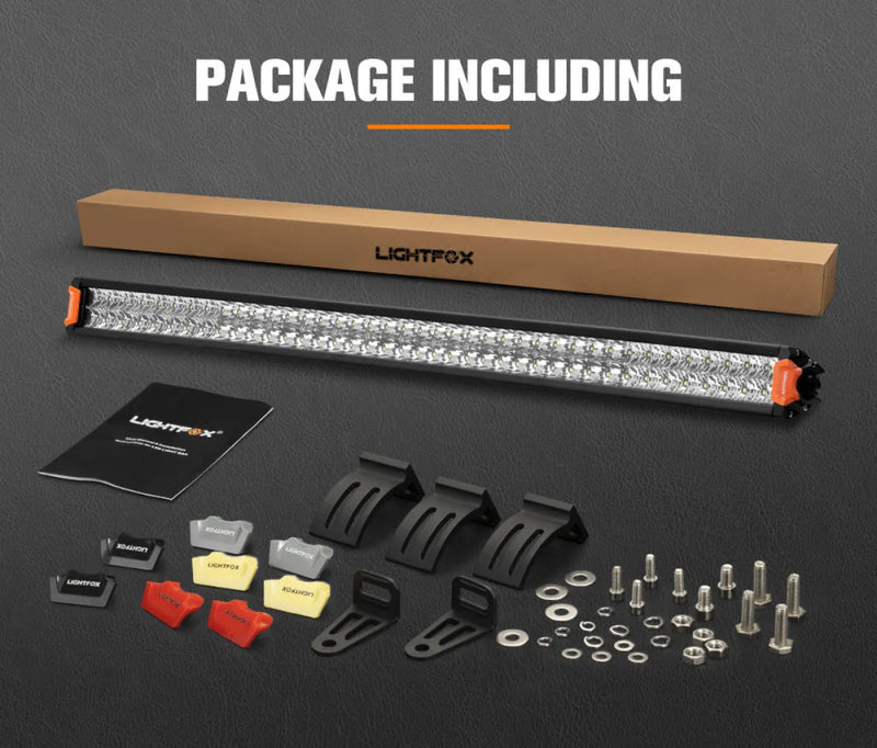 Lightfox Rigel Series 40-inch LED light bar with mounting accessories and hardware