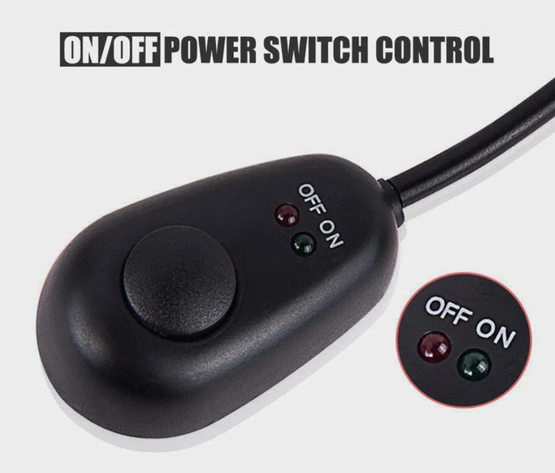 Black oval power switch control with ON/OFF button and indicator lights for Lightfox Smart Harness Wiring Loom, ideal for high beam and driving light control
