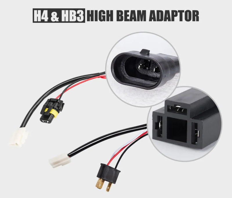 High beam adapter cable for H4 HB3 headlights in Lightfox Smart Harness Wiring Loom