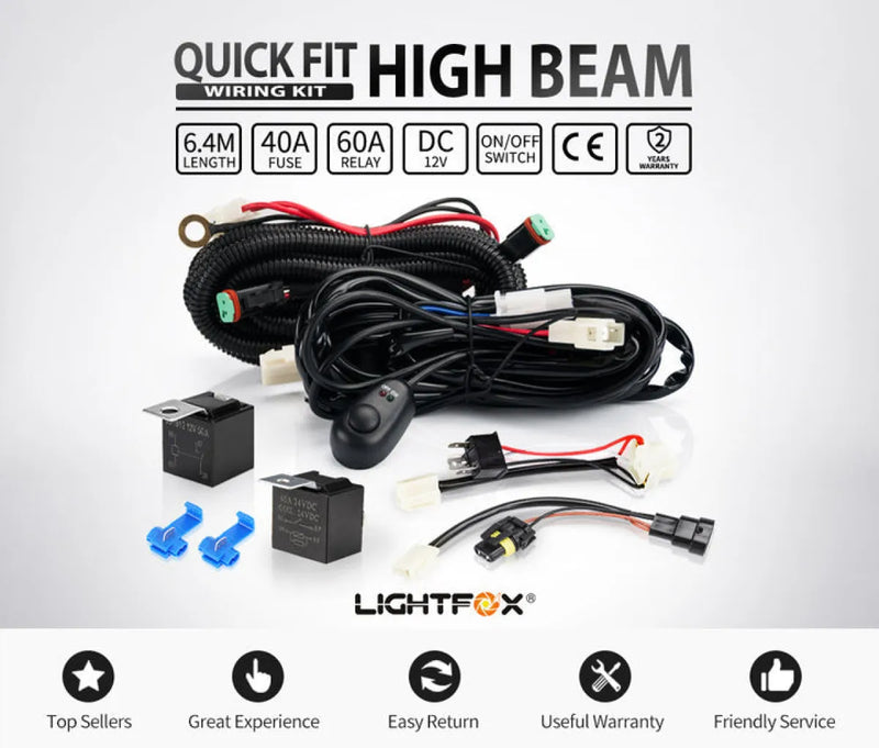 Lightfox Smart Harness Wiring Loom for high beam and driving light installation