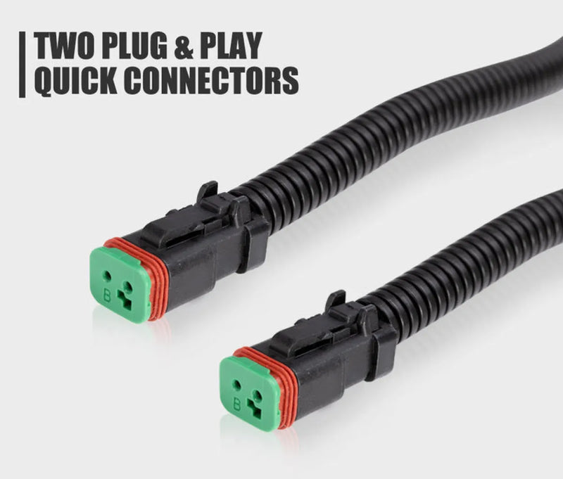 Lightfox Smart Harness Wiring Loom with black electrical connectors for high beam or driving light