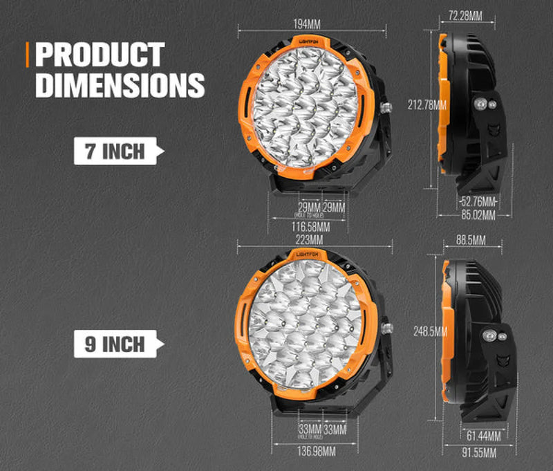 Lightfox Starrix 7" and 9" Osram LED Driving Lights (2 Pairs)