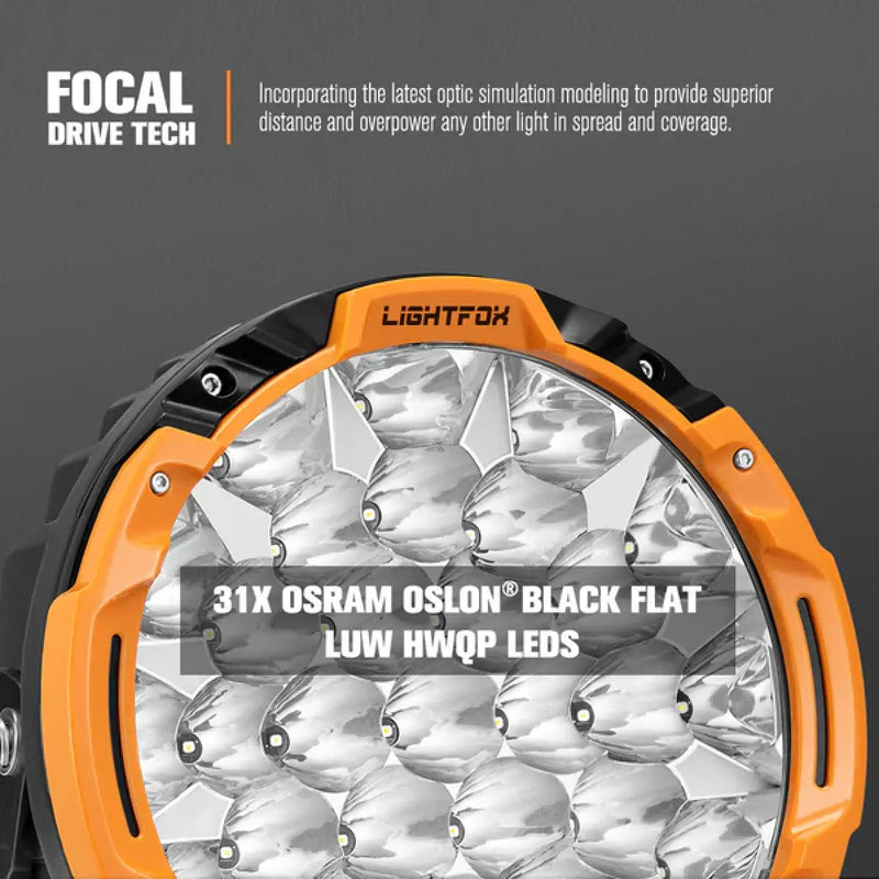 Lightfox Starrix 9" LED Driving Lights plus 20" Single Row LED Light Bar Bundle